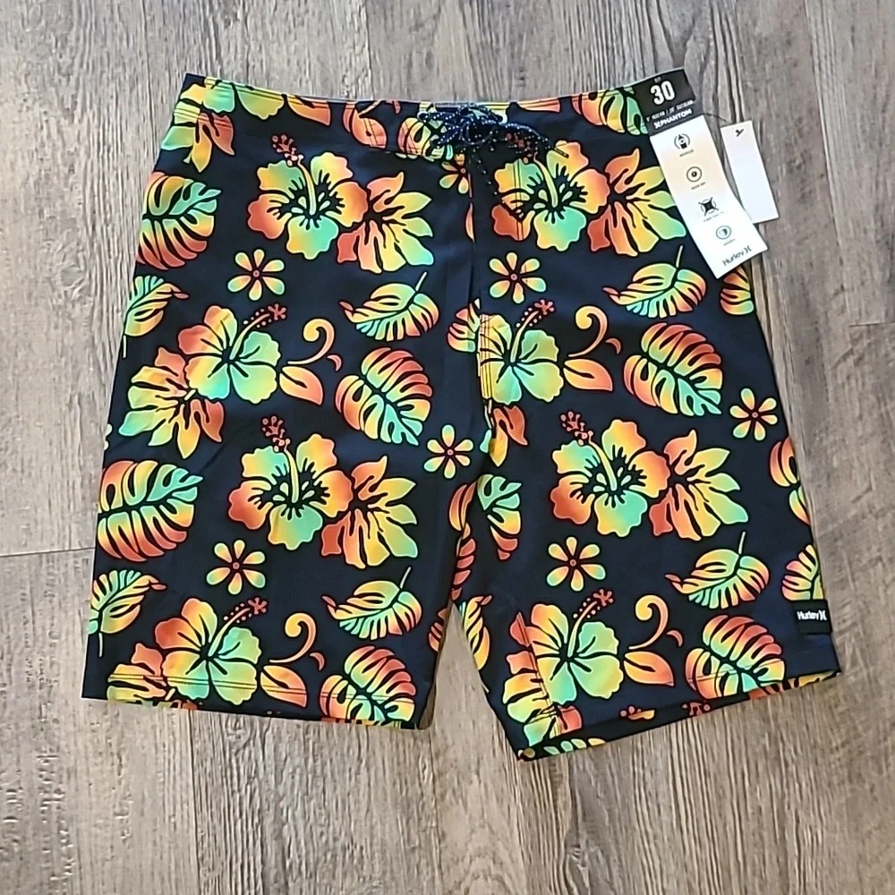 Hurley Tropical Print Phantom Eco Swim Trunks Size Medium, Waist 30